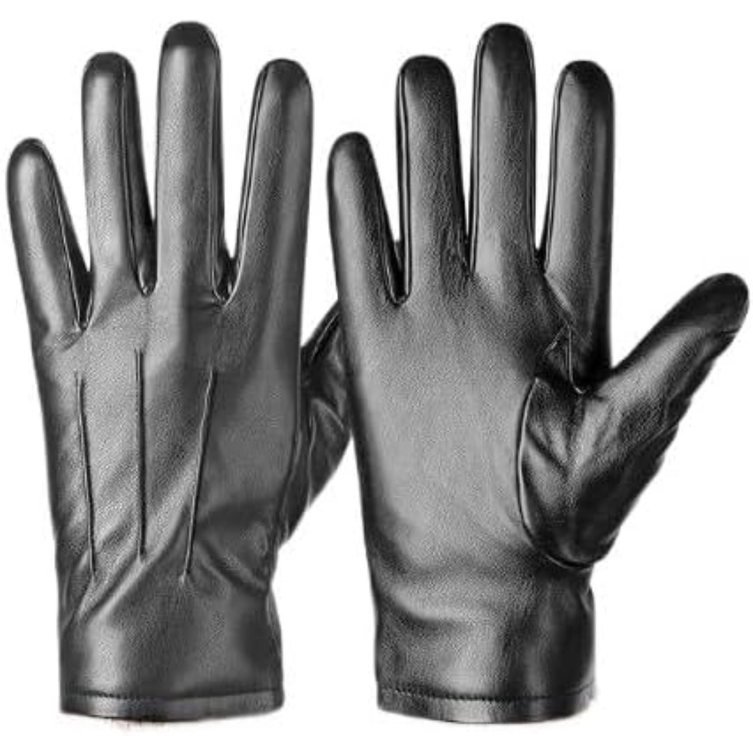 Warm men's leather touchscreen winter gloves. Essential for outdoor activities, driving, and smartphone control.