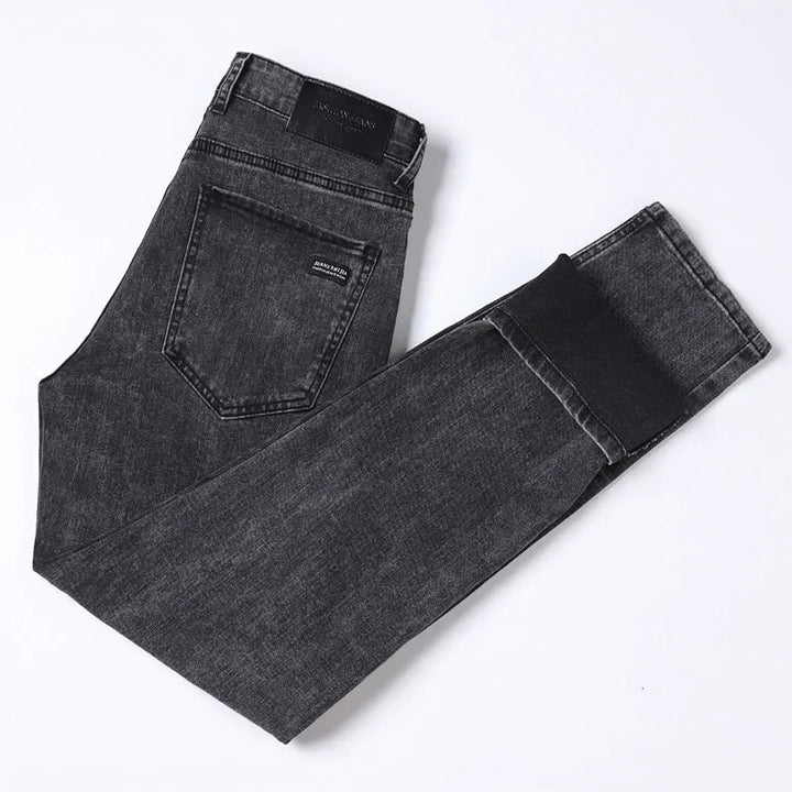 Stylish gray straight-leg denim jeans for men. Versatile casual wear with a modern, comfortable design.