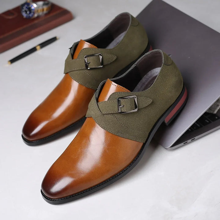 Men's black slip-on Derby shoes for refined style & comfort. Perfect for formal or smart casual wear.