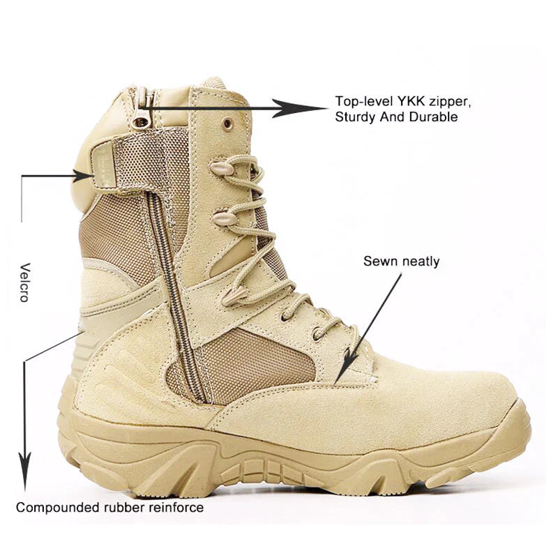 Men's durable outdoor boots, tactical style with waterproof features for challenging weather