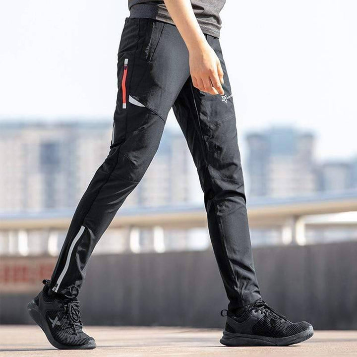 Men's black waterproof cycling tactical pants, ideal for outdoor sports & activewear, shown from the front.