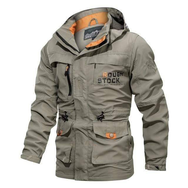 Breathable men's windbreaker jacket in olive green, a classic bomber style for outerwear