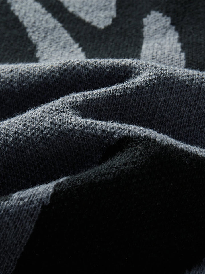 Modern men's abstract crew neck sweater, oversized fit, perfect for casual fall & winter layering.