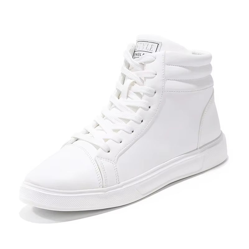 Bold colored men's high-top sneakers, combining street style with comfort and durability.