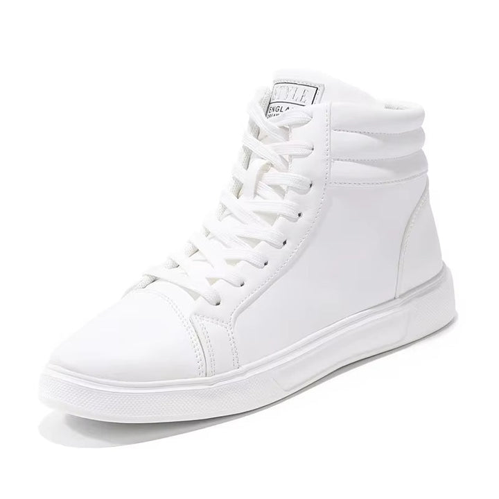 Bold colored men's high-top sneakers, combining street style with comfort and durability.