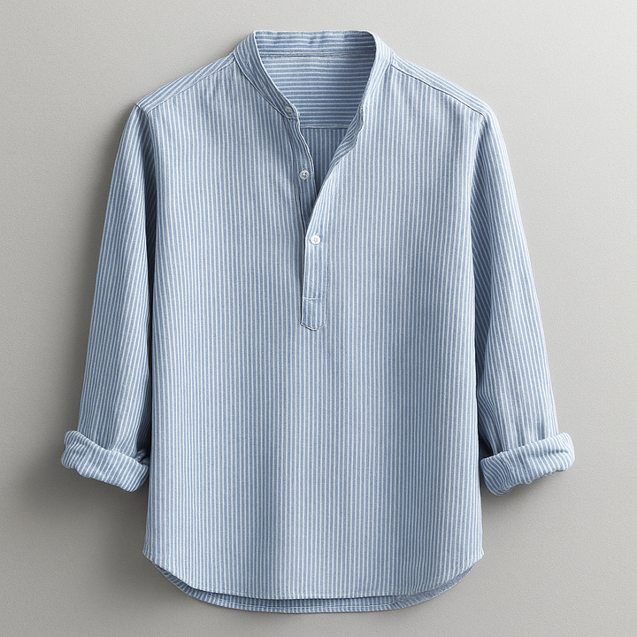 Men's Bradley Henley long sleeve shirt in a tailored fit. Comfortable and versatile for everyday casual wear.