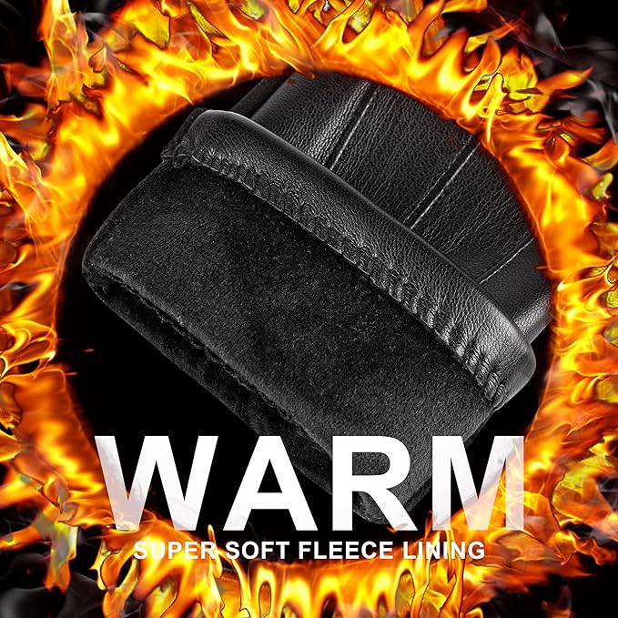 Comfortable men's warm suede leather gloves, ideal winter accessories for cold weather & driving.
