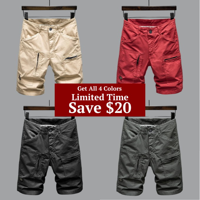 Classic khaki men's Cadiz cargo shorts, tailored fit & functional utility pockets. Great for everyday summer style.