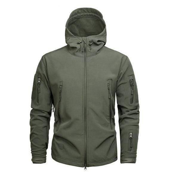 Warm men's fleece tactical jacket with camo print, ideal for outdoor activities