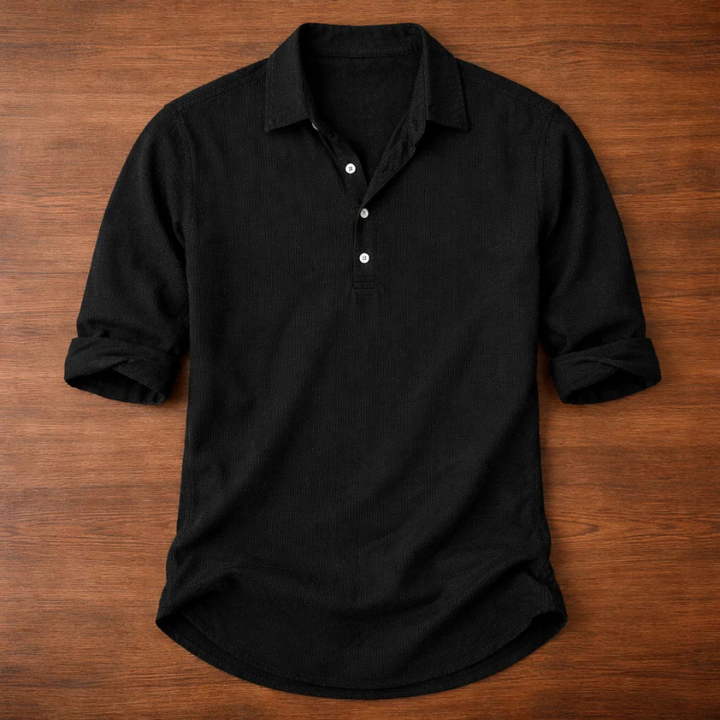 Classic men's Carter Henley shirt, short sleeve & comfortable, essential for versatile casual summer style.