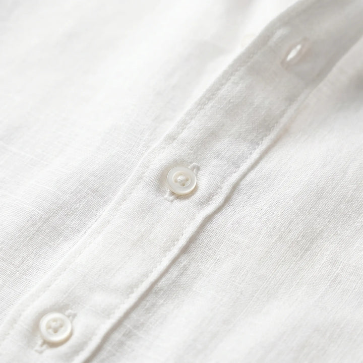 Relaxed fit men's long-sleeve casual button-up shirt, great for travel and everyday comfort.
