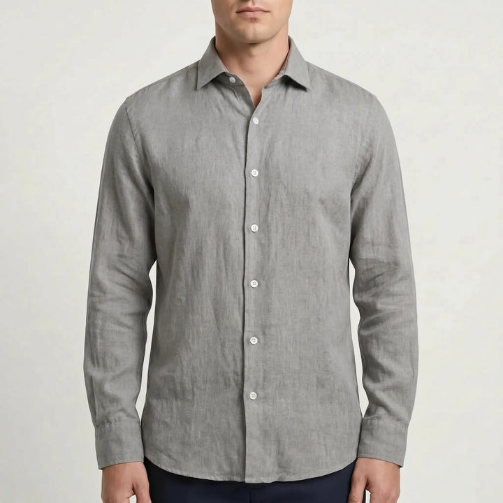 Casual men's long-sleeve shirt with buttons, designed for relaxed style, comfort, and versatile wear.