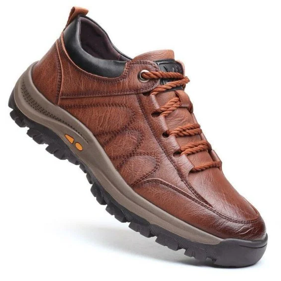 Men's casual slip-on shoes with arch support, hand-stitched for comfort and everyday wear.