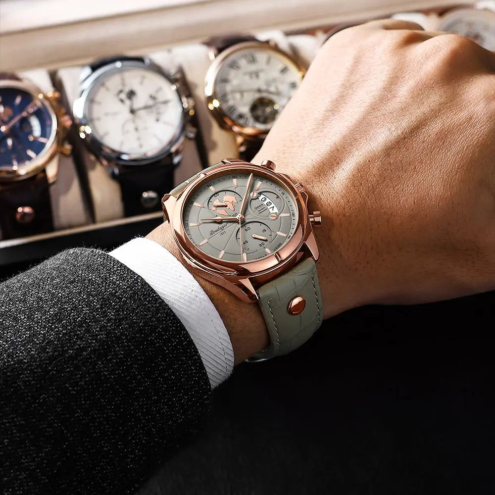 Classic men's wrist watch featuring a sleek stainless steel case & band, sophisticated analog display.
