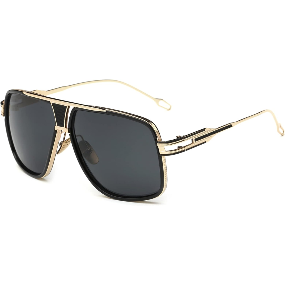 Classic men's aviator sunglasses, ideal for driving, beach, and daily summer wear, with full UV protection.