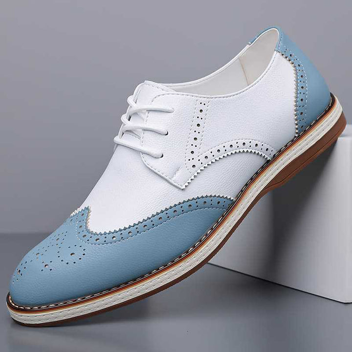 Classic brown men's brogue dress shoes, timeless formal footwear for a sharp, polished look.