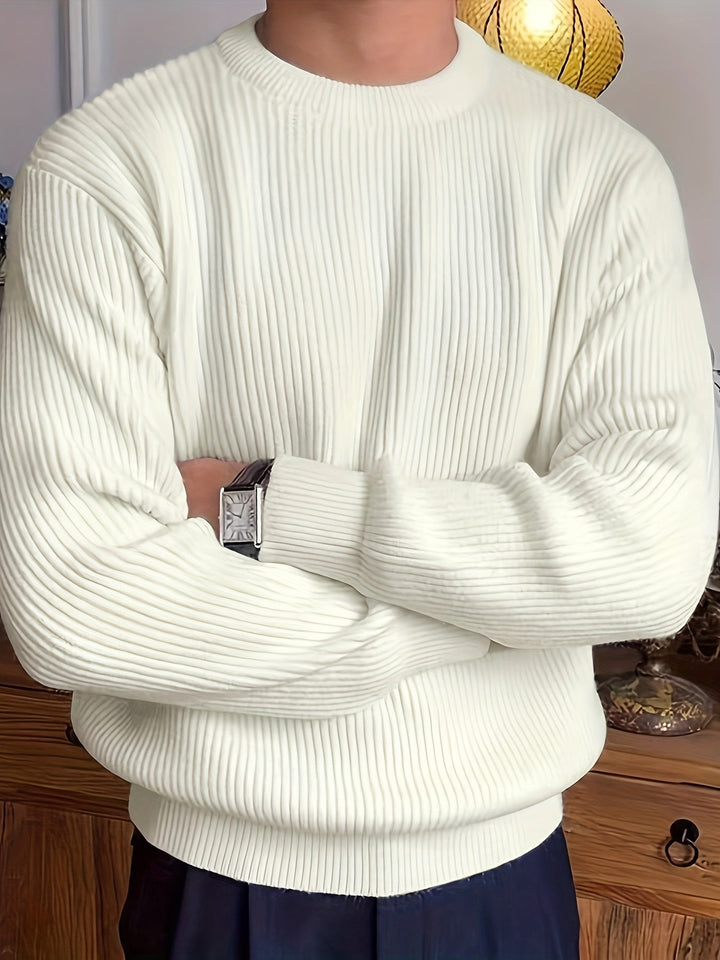 Timeless men's classic crew neck knit sweater. Essential long sleeve for any wardrobe.