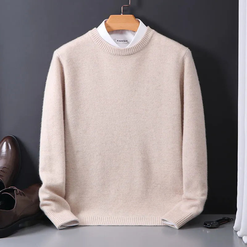 Finely knit men's crewneck long sleeve pullover, an elegant yet casual sweater for versatile fashion.