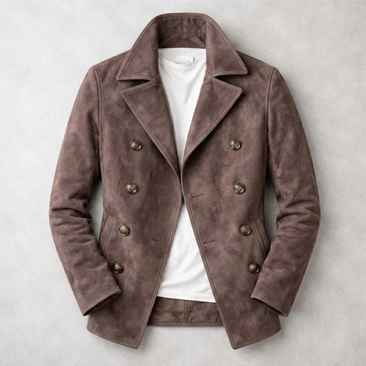 Versatile men's double-breasted pea coat, a classic fall jacket and winter outerwear for stylish cold weather looks.