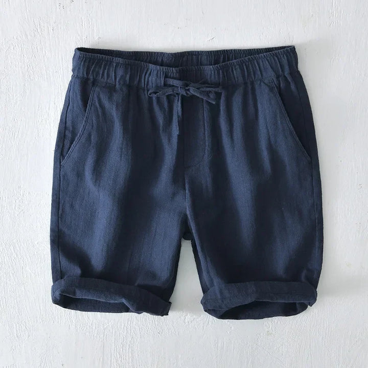 White men's classic drawstring casual shorts, lightweight and relaxed fit for warm weather.