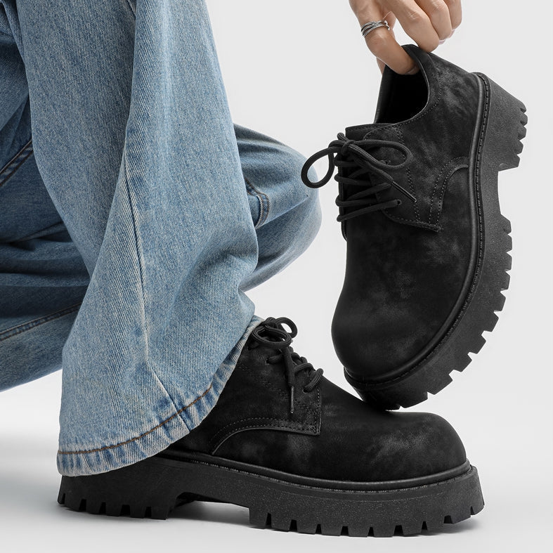 Versatile black men's Derby shoes for sophisticated formal events or stylish casual streetwear outfits.