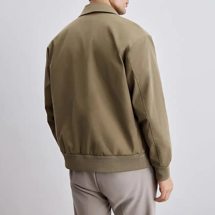 Classic men's Harrington jacket with ribbed details, perfect for a smart casual look or comfortable daily wear.