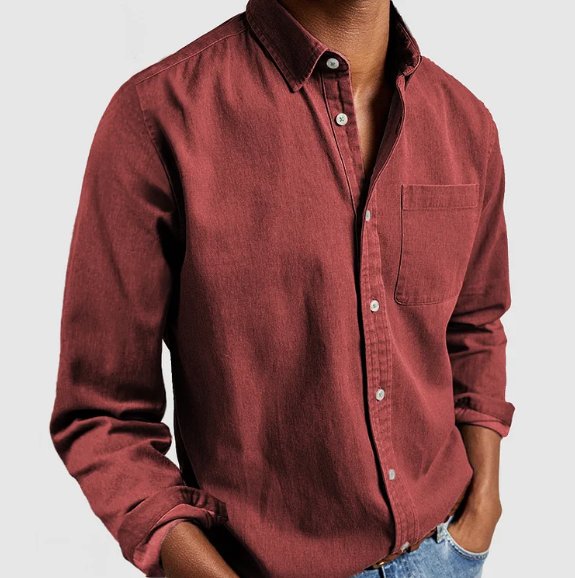 Soft fabric men's long sleeve button-up shirt, a classic and versatile top perfect for any casual or everyday outfit.