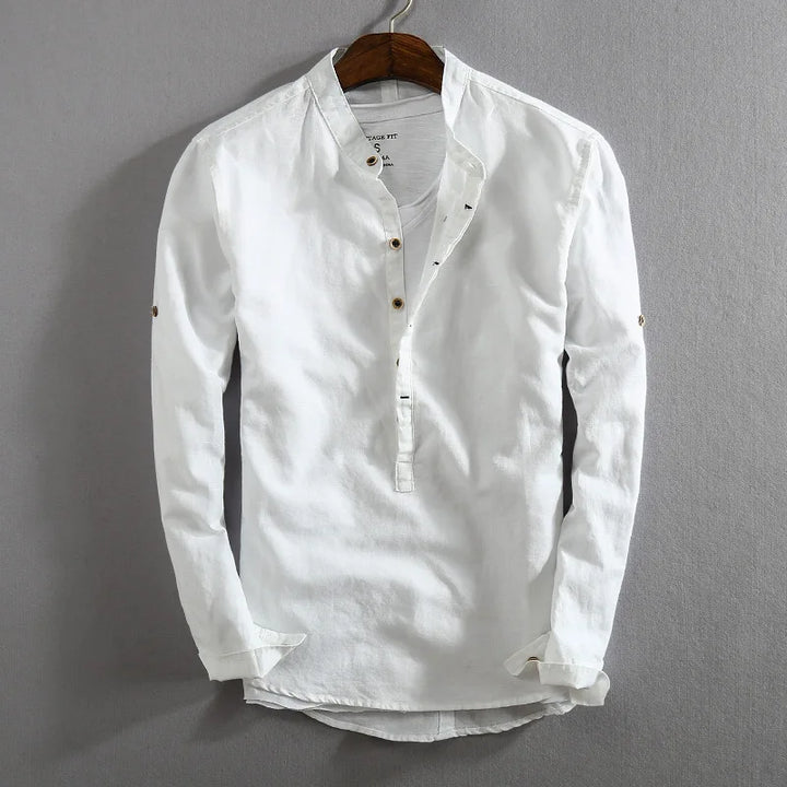 Stylish men's button-up collared shirt, ideal for smart casual looks and versatile men's fashion.
