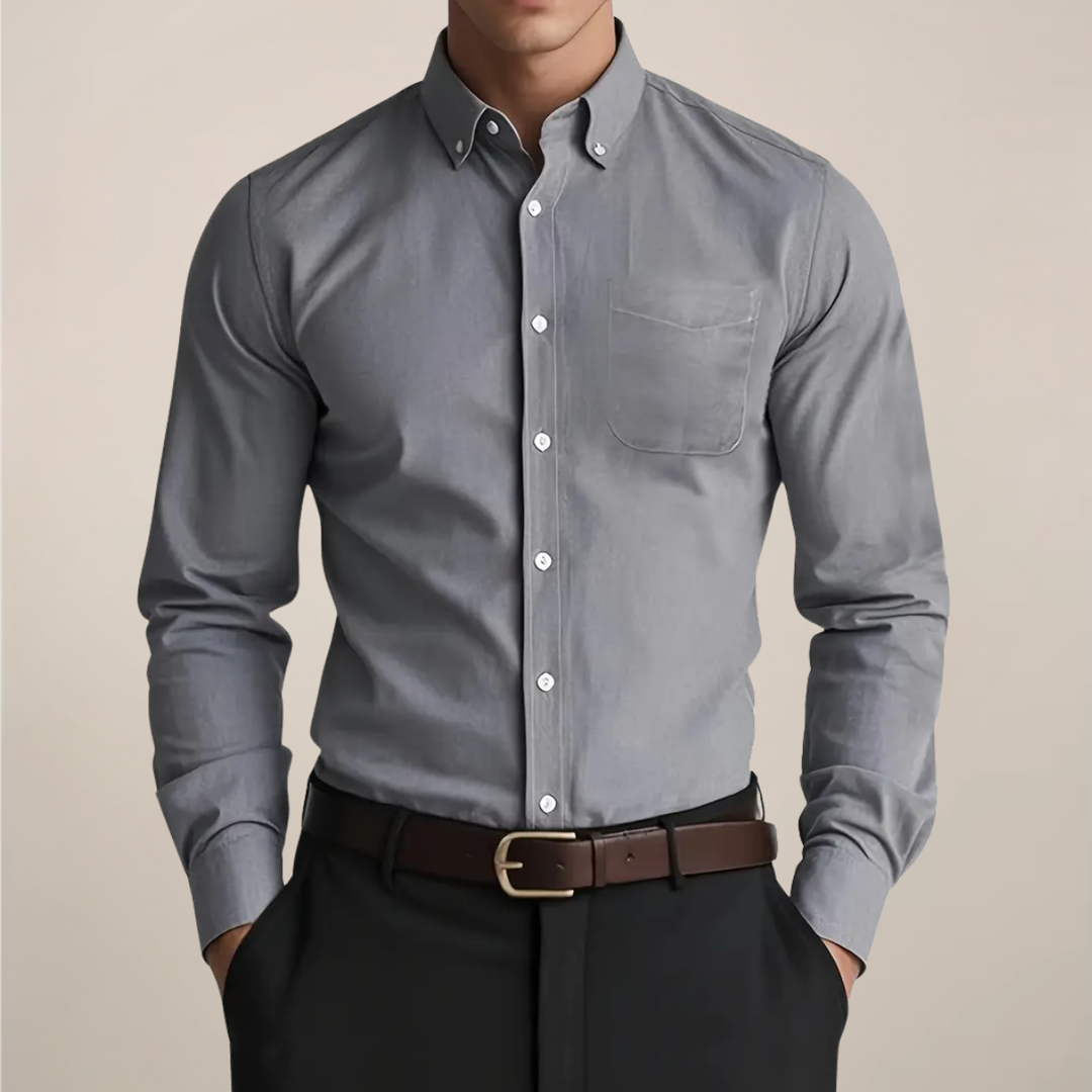 Stylish men's long sleeve button-up shirt, perfect for everyday wear, office, or formal events.