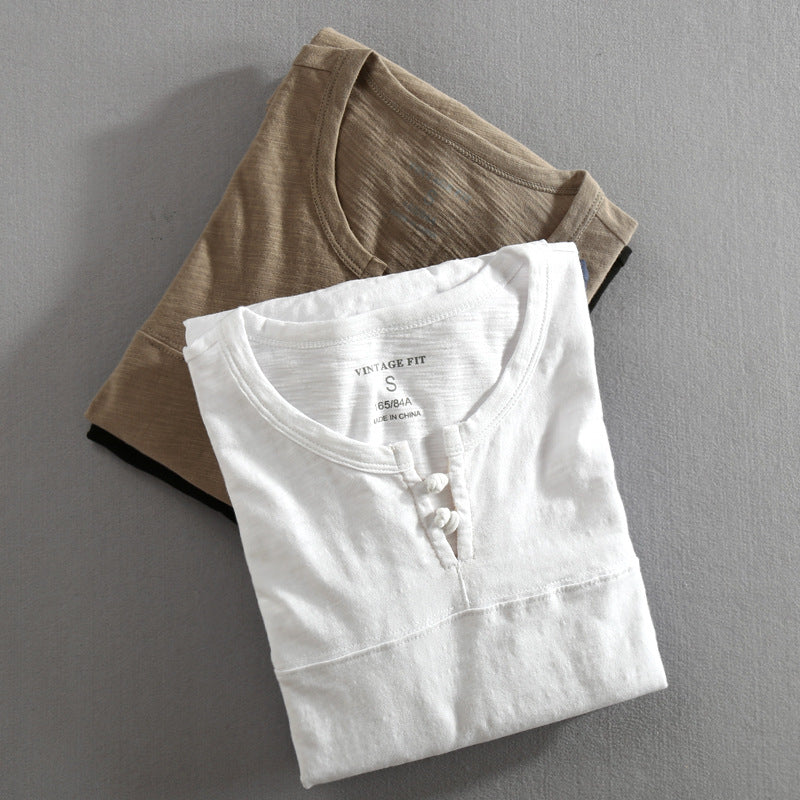 Classic men's Henley shirt, a long sleeve wardrobe essential combining effortless style with ultimate everyday comfort.