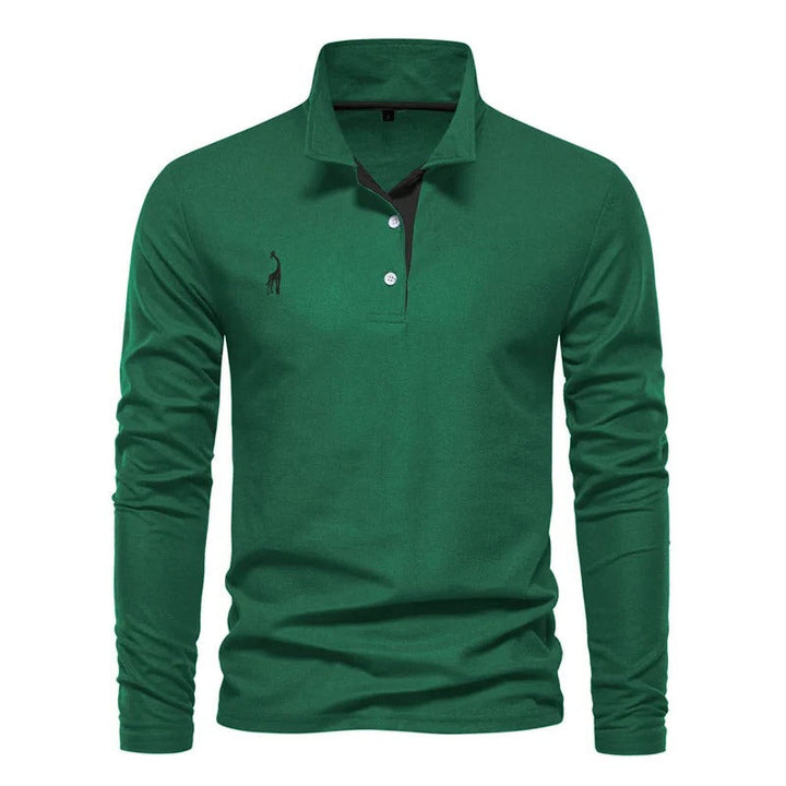 Comfortable men's long sleeve polo shirt. Ideal versatile top for everyday wear or a refined casual outfit.