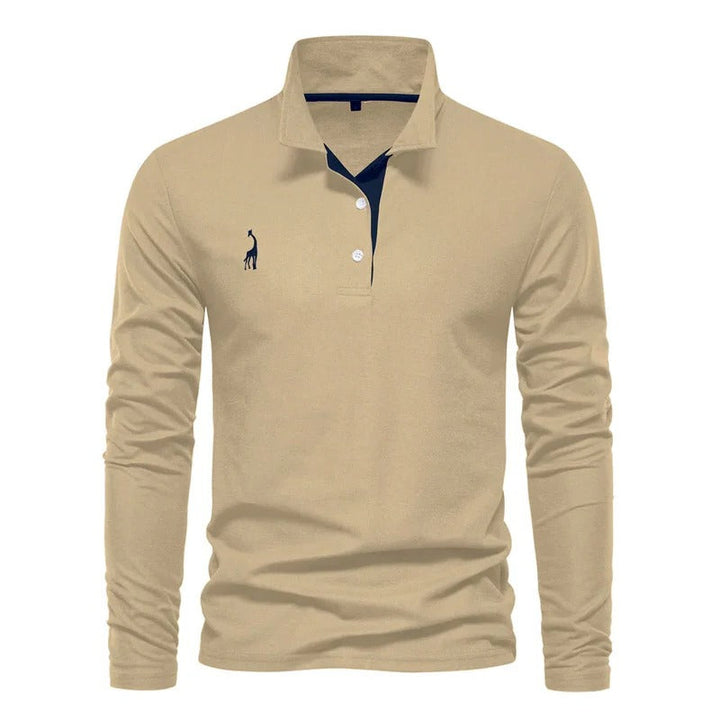 Classic men's long sleeve polo shirt. Timeless men's fashion, perfect for versatile daily & refined casual wear.