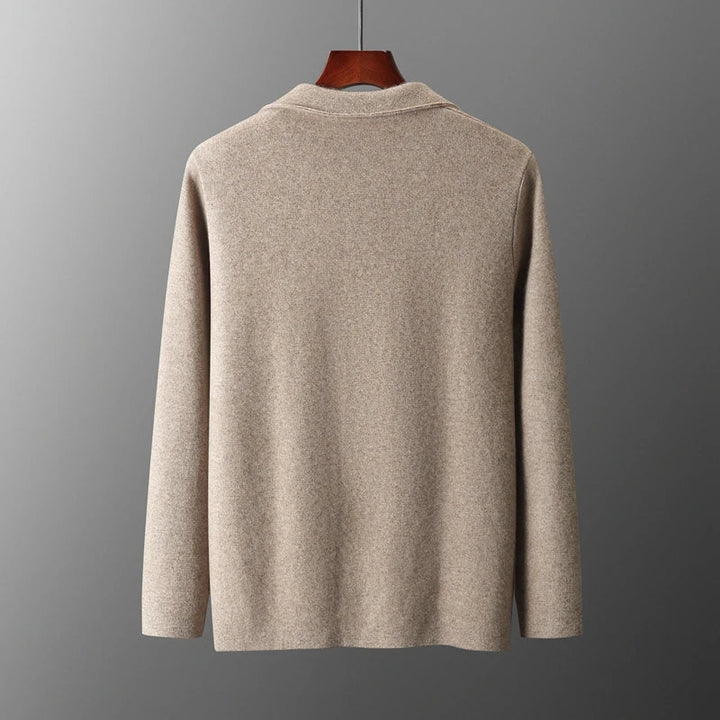 Casual men's Milano knit cardigan in light grey, offering versatile style & warmth for everyday fall outfits.