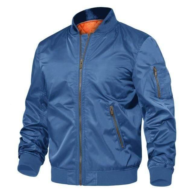 Stylish men's bomber jacket, olive green, side profile, military style, perfect for outerwear & winter