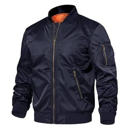 Men's classic pilot bomber jacket lineup, various colors (black, olive, navy), for diverse outerwear options