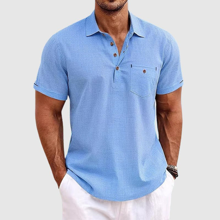 Men's classic polo shirt with a stylish chest pocket, perfect for everyday casual wear.