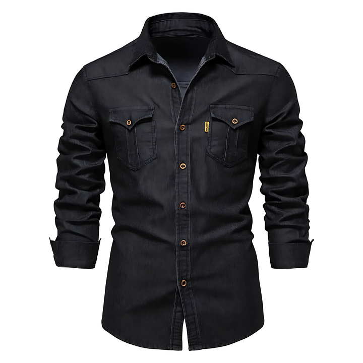 Men's classic slim-fit button-down shirt, long sleeve, perfect for casual & smart casual everyday wear.