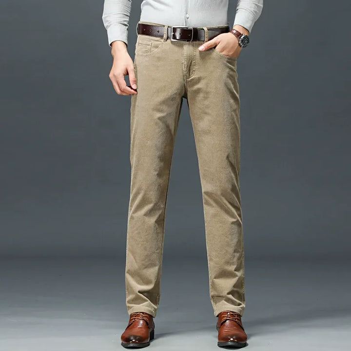 Men's classic stretch corduroy pants, straight leg for all-day comfort & versatile style.