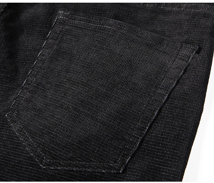 Comfortable men's stretch corduroy pants, a classic straight leg for smart casual style.