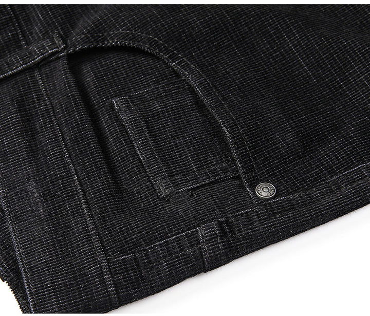 Classic men's straight leg corduroy pants, midweight stretch for versatile everyday comfort.