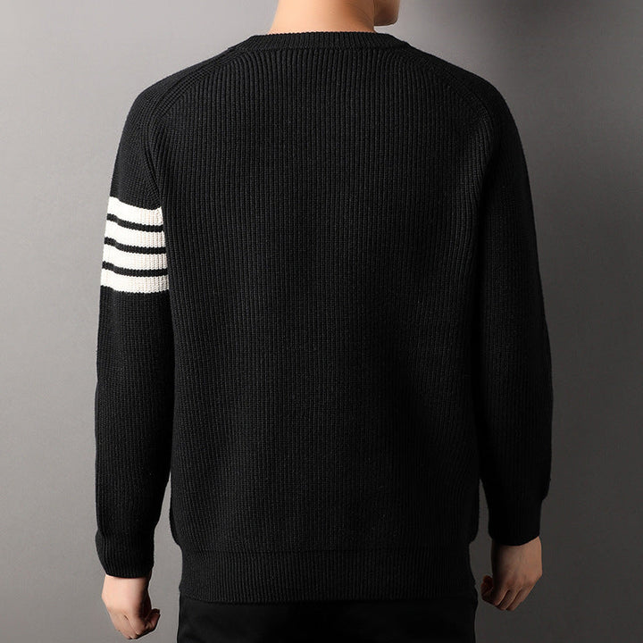Men's stylish striped sweater, a classic and comfortable pullover for modern casual wear.
