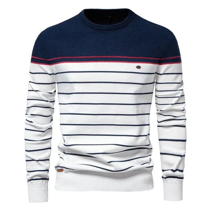 Men's classic striped pullover sweater, long sleeve, ideal for casual wear & everyday style.
