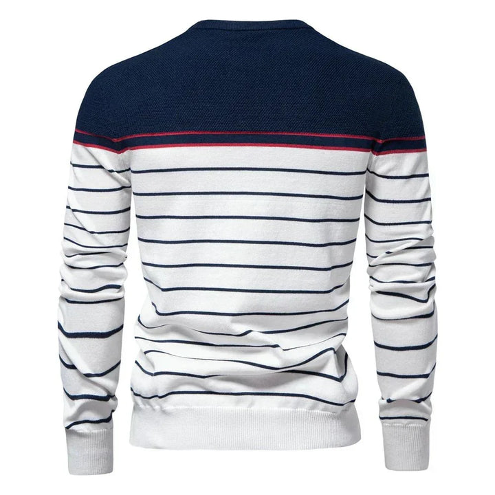 Stylish men's classic striped pullover sweater, featuring a timeless design & comfort fit.
