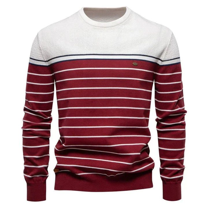 Versatile men's classic striped pullover, perfect casual wear sweater with a comfort fit.
