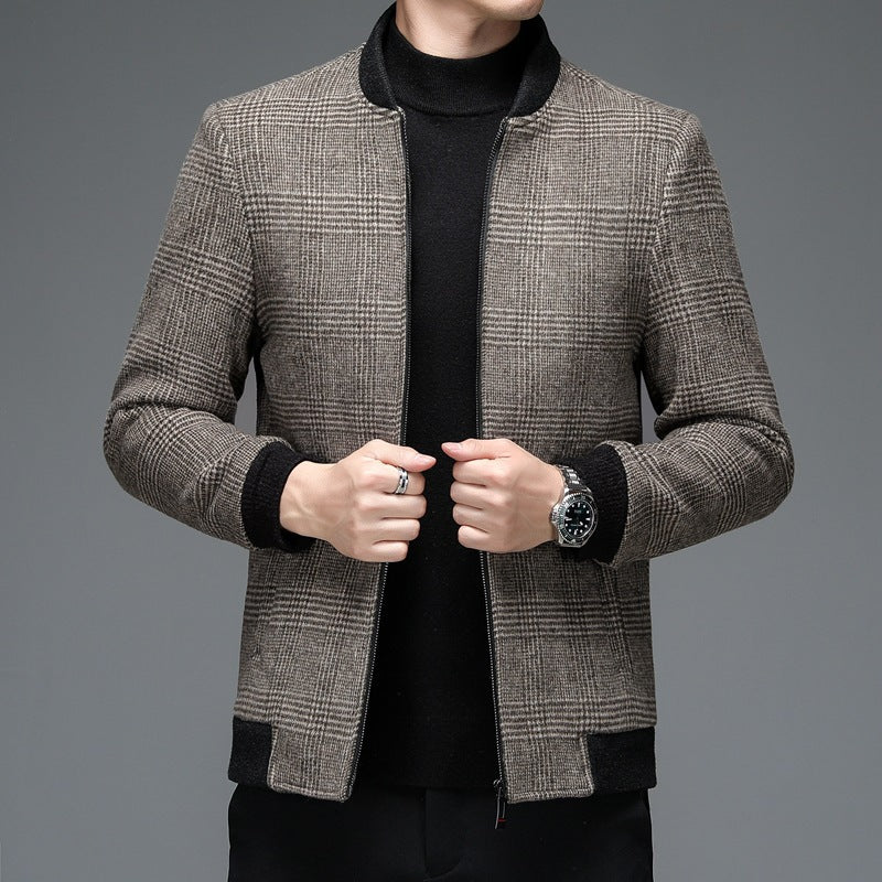 Luxury men's gray tailored coat, perfect for business casual & smart casual winter wear.