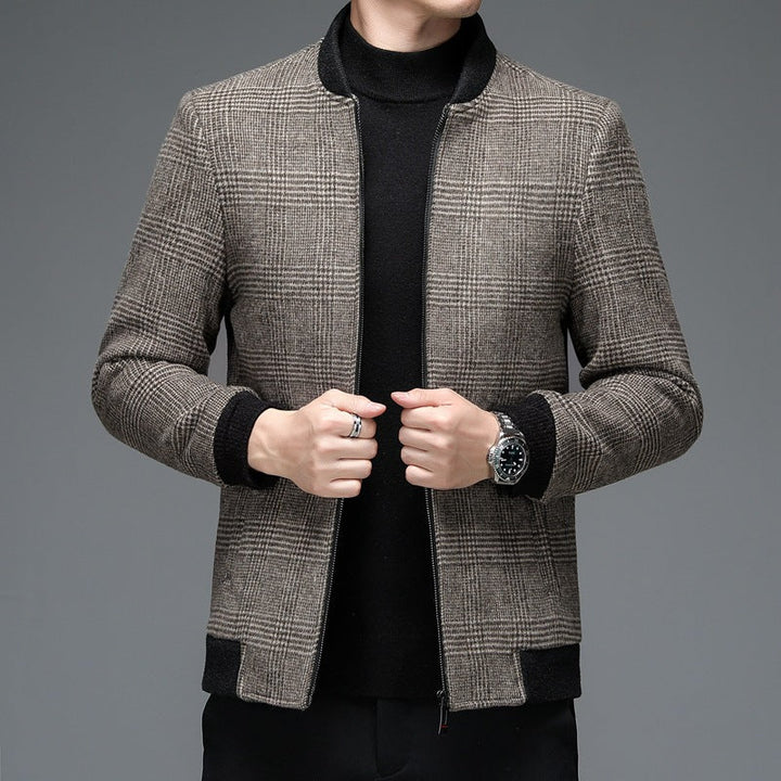 Luxury men's gray tailored coat, perfect for business casual & smart casual winter wear.