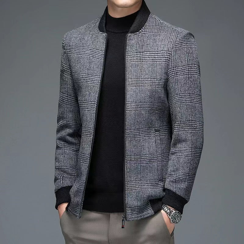 Elegant men's tailored outerwear, a classic choice for stylish business casual & luxury fall fashion.