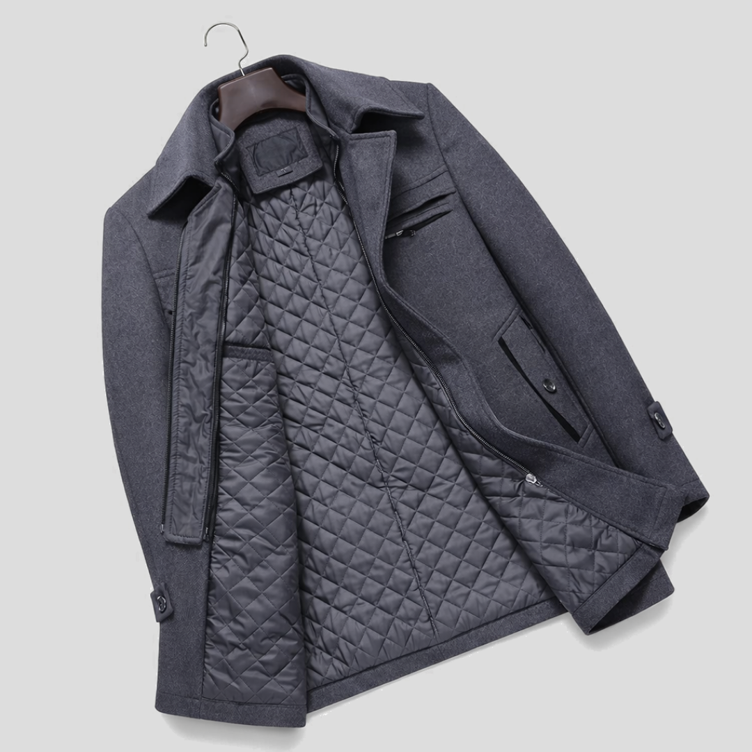 Mens fashion: Classic tailored overcoat, a smart and versatile coat for cold weather and business casual.