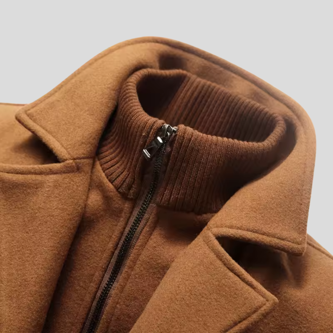 Timeless men's overcoat: A classic tailored design, perfect for elegant cold weather fashion & outerwear.