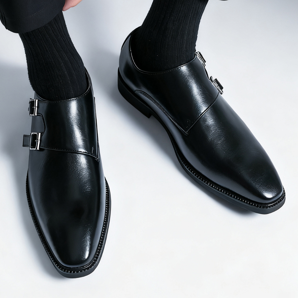 Elegant Valmont dress shoes: men's classic buckle loafers in brown, perfect for formal occasions.